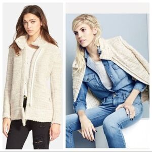 IRO cream Ajuma Chunky Knit Moto Jacket small